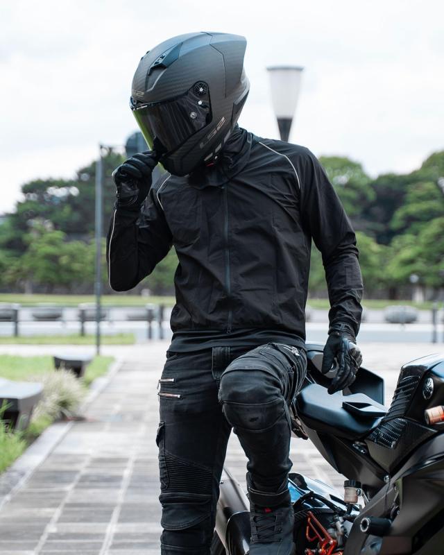 [RIDEIRON] 夏用 防風ウインドブレーカー バイクインナージャケット 日焼け止め UPF40+ 軽量 コンパクト 収納袋付属 インナーウェア オールシーズン ブラック