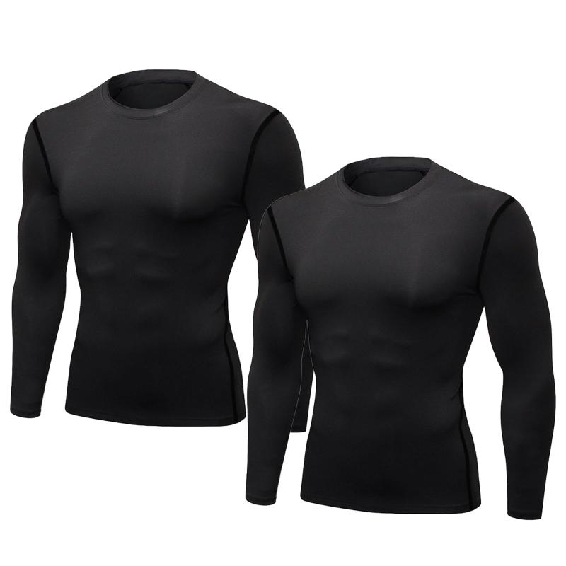 [Anderme] コンプレッションウェア メンズ 長袖2枚組 コンプレッション シャツ [UVカット+吸汗速乾]アンダーシャツ スポーツインナー 軽量保温 ベースレイヤー トレーニングウェア 防寒インナ