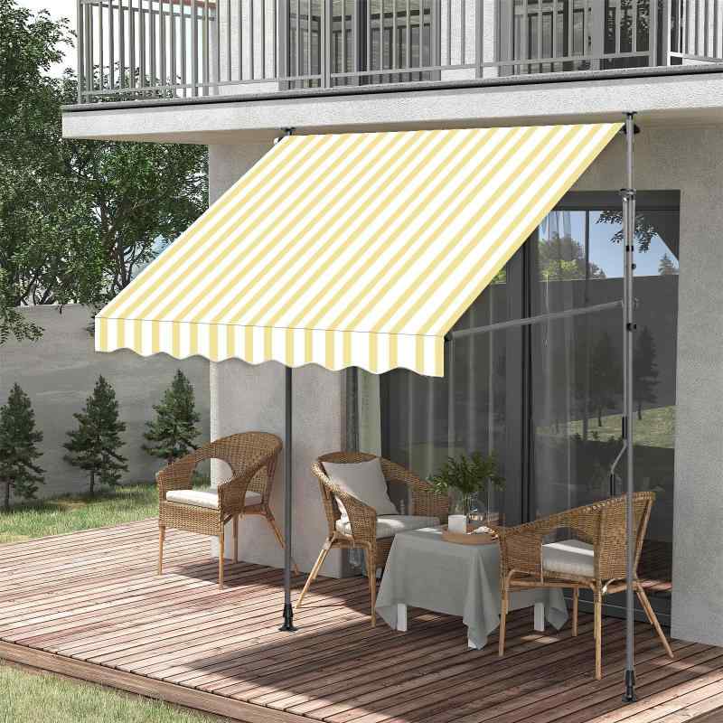オーニングテント つっぱり日よけスクリーン 巻き取り式 サンシェード 角度、高さの調節が可能 サンシェードとしても使用可能 簡単設置 日除け 雨よけ UVカット コンパクト