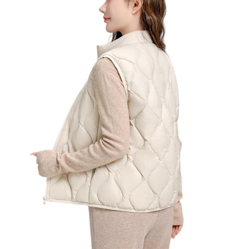 [PAFHL] ダウンベスト レディース 超軽量 ポケッタブル 収納袋付き 冬 防寒 ベスト 薄手 軽度撥水 暖かい あったか 立ち襟 カジュアル 通勤通学