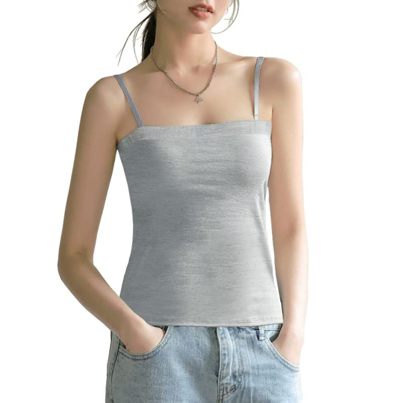 [Reyika] カップ付きキャミソール レディース チューブトップ ストラップ取り外し可能 柔らかい 快適 肌優しい キャミソール インナー トップス