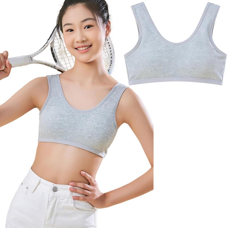 乐天商城 - [JUJUGO] チューブトップ キッズ パッド付き 子供用スポーツトップ 透明ストラップ 1点セット ずれない 通学 ダンス 体育用 綿100% 吸汗 肌ざわり良好 ジュニアインナー （小学生成長期 中学生