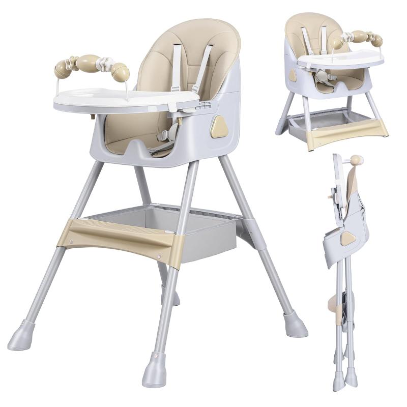 UBRAVOO ベビーチェア ハイローチェア キッズチェア 6ヶ月-3歳 折りたたみ 五点式安全ベルト 二段テー..