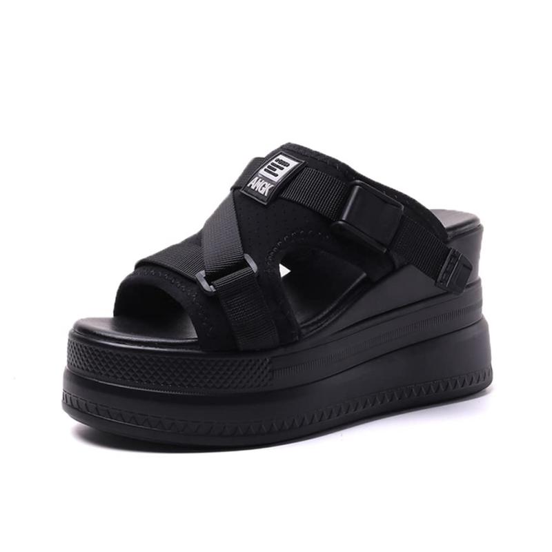 [HARFAR] スリッパ サンダル レディーズ 厚底 かわいい ハイヒール ミュール スポーツサンダル ウェッジソール ヒール 10CM 夏 ファッション オープントゥ サンダル レディース 黒 白 赤 サボ 美