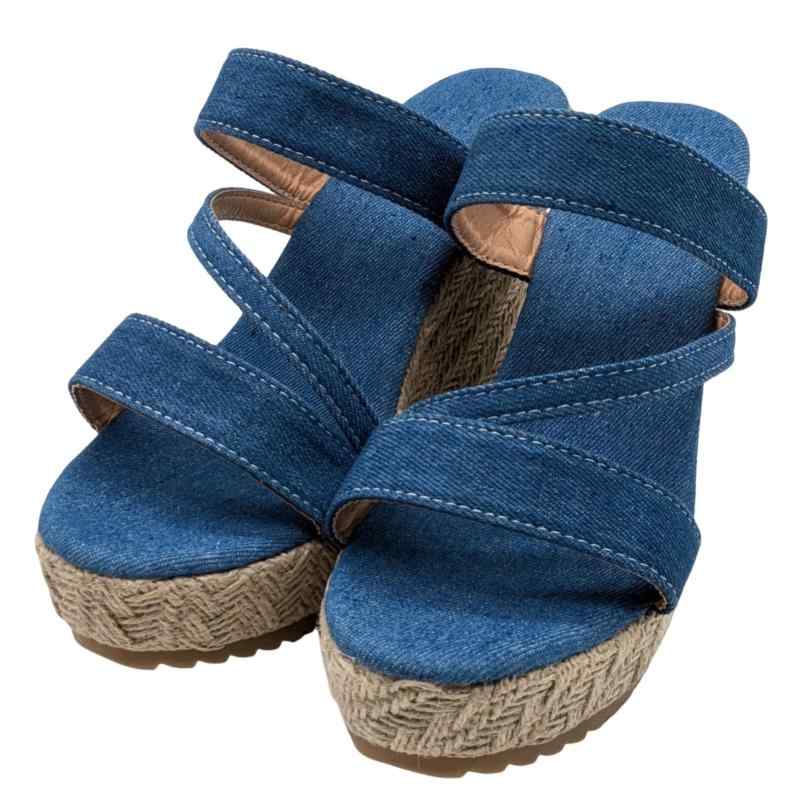 [APOSITV] デニムサンダル レディース ハイソール 厚底 ウエッジソール 軽量
