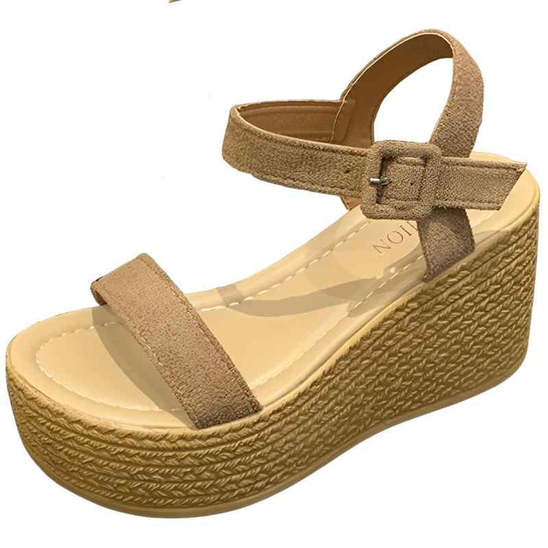 [マグノ] 厚底サンダル レディース 歩きやすい 軽量 ウェッジソール サンダル アンクルストラップ 8.5cm ヒール