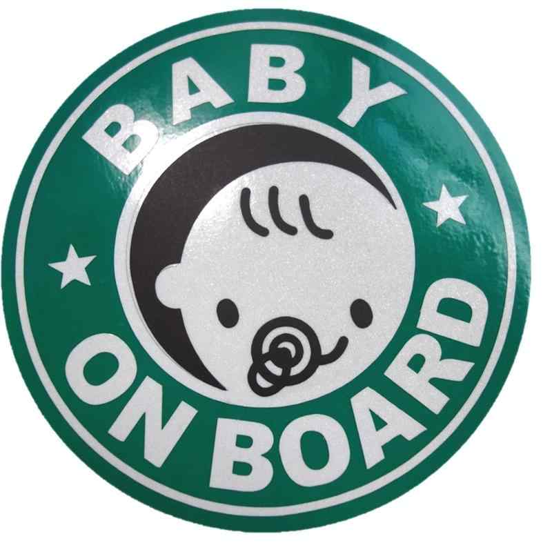 BABY IN CAR 赤ちゃん 乗車中 (12cm マグネット ステッカー グリーン イエロー ブラック)