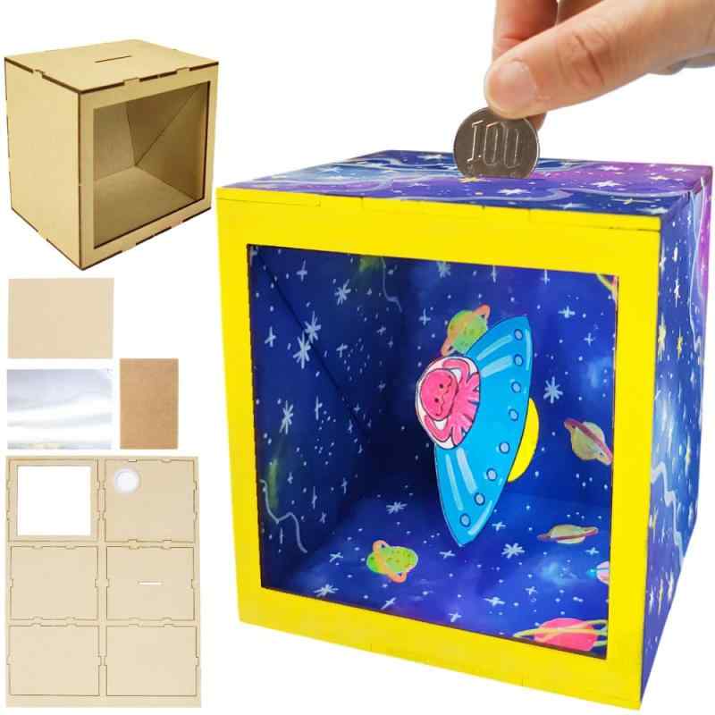 乐天商城 - [たのつく] 木で作るトリック貯金箱 お金が消える 工作キット 小学生 クラフト 手作りキット おもしろ アイデア 木製 自由工作 子供 知育玩具 クラフト プレゼント 夏休み 自由研究