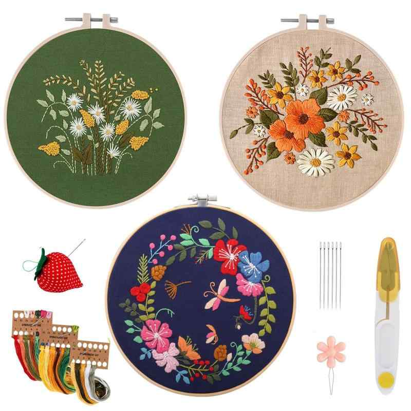 サムコス 刺繍枠 刺繍糸 刺繍針 刺繍用布 完全セット