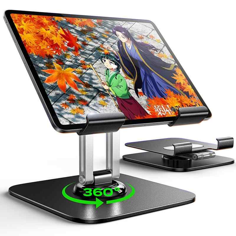 LISEN iPad スタンド タブレット 角度自由調整 スタンド 卓上 折り畳み アルミ合金製 タブレットホルダー 滑り止め モニター 安定性拔群 置き台 テーブル 2025人間工学設計 iPad 10世代 Air mini/Pro/F
