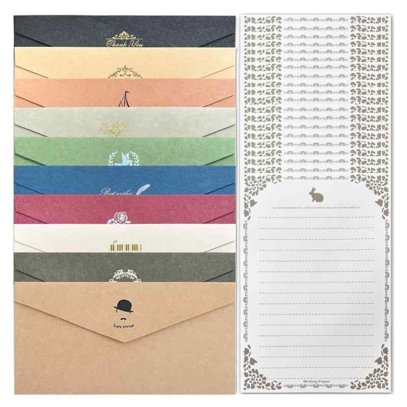 aninako 【封筒10枚+便箋10枚】 レターセット 誕生日 彼女 おしゃれ プロポーズ アンティーク調 シンプ..