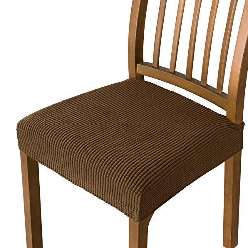 Subrtex 椅子カバー 座面のみ 伸縮素材 座面カバー ストレッチ 張り替え用 洗える 取り外し簡単（2枚セット、チョコレート）