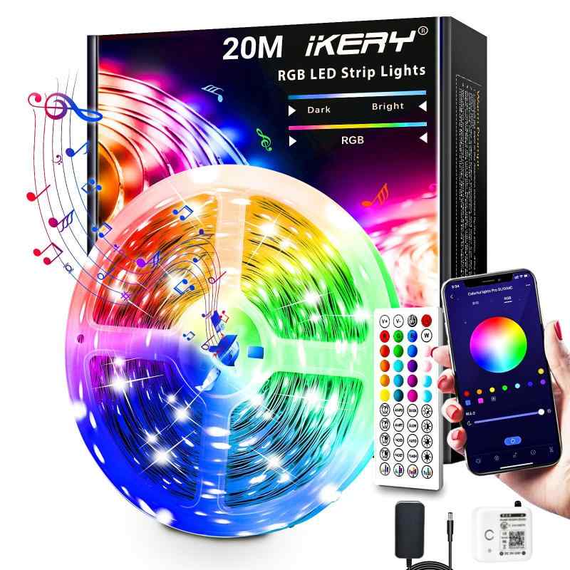 乐天商城 - IKERY LEDテープライト APP制御 音声同期 SMD5050 24V 4ピン 1600万色 高輝度RGB 切断可能 調光調色 工具不要 入電電圧100V-240V