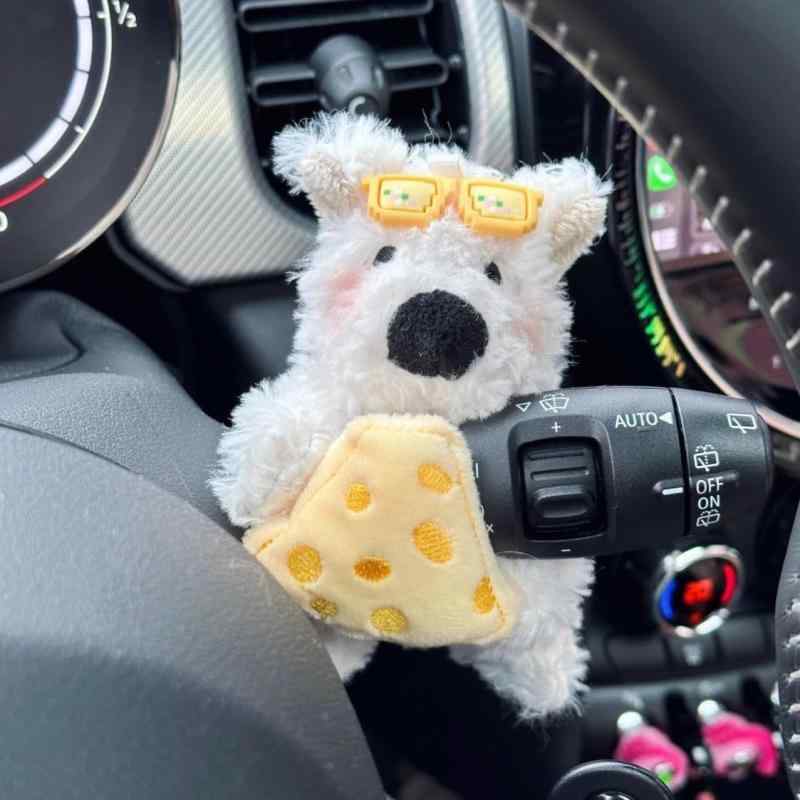 HEHW ワイパー ウインカーレバー シフトノブ 装飾ぬいぐるみ かわいい犬 コラムシフト 装飾品 ペンダン..