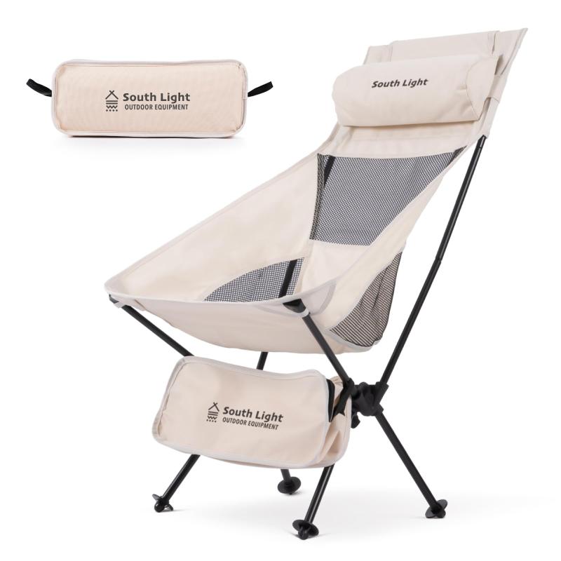 アウトドアチェア 折りたたみ 枕付き 超軽量 2024新型 ハイバック 椅子 キャンプ チェア コンパクト 折り畳み 耐荷重150kg 背もたれ 収納袋付 お釣り バーベキュー 登山 持ち運び便利 2色【h