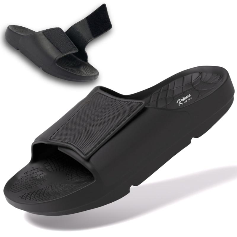 [Riimos] サイズ調整出来る リカバリーサンダル メンズ 【甲高幅広の日本人専用設計｜むくみ・包帯の足..