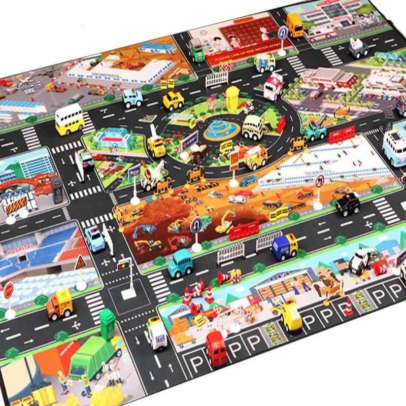 Percy’s Caravan プレイマット 道路 ミニカー ジャンボ 大型 交通 車 マップ シート 知育 130×100 (い..