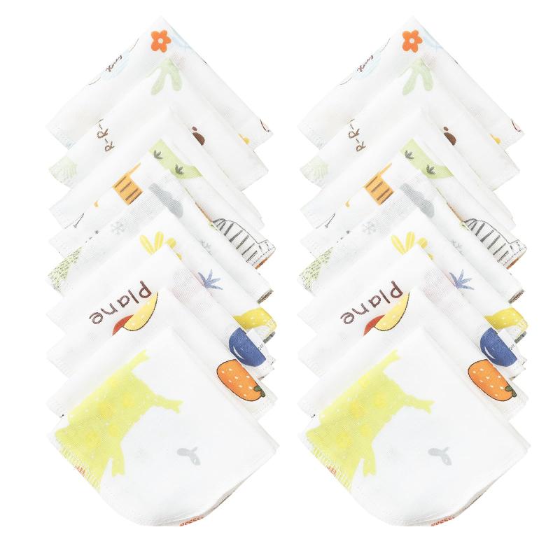 [HOOMCOOM] ガーゼハンカチ ベビー ダブルガーゼ 赤ちゃん 綿100％ 名前を書ける 保育園用 18枚セット