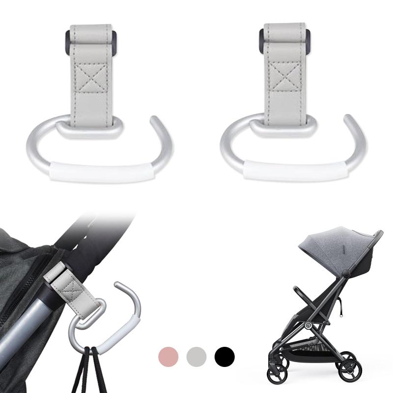 JnTech ベビーカーフック マルチフック バギーフック マジックテープ式 耐荷重15kg 荷物かけ 滑り止め マザーズバッグ ベビーカー フック 荷物フック おしゃれ アルミ合金 合皮 高耐久 使いや