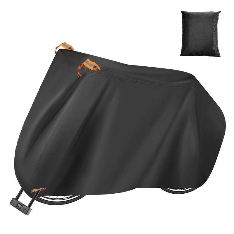 TwoPone 自転車カバー 防水 厚手 420D 破れにくい UVカット 防水テープ/防水ファスナー付 雨よけ 二重縫製 撥水 風飛び防止 盗難防止 反射テープ/ロックホール 電動アシスト自転車対応 ヘッドレ