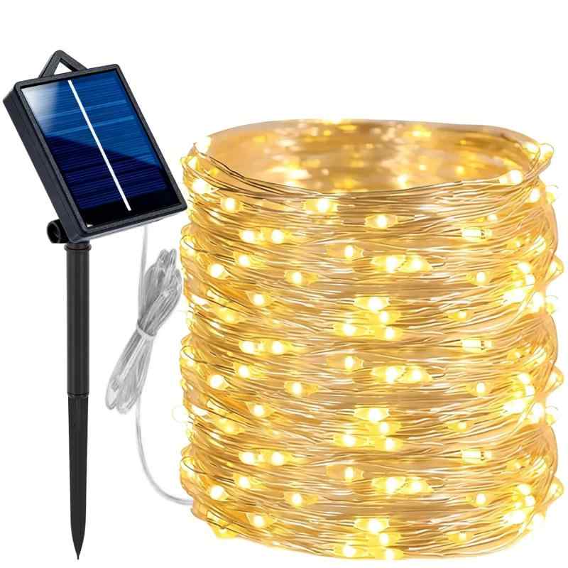 【2025年最新バージョン】ソーラー LED イルミネーションライト屋外 8点灯モード 防水IP65 夜間自動点灯 タイマー&フック付き インジケーター搭載 100球/200球 11M/22M ストリングライト 防寒