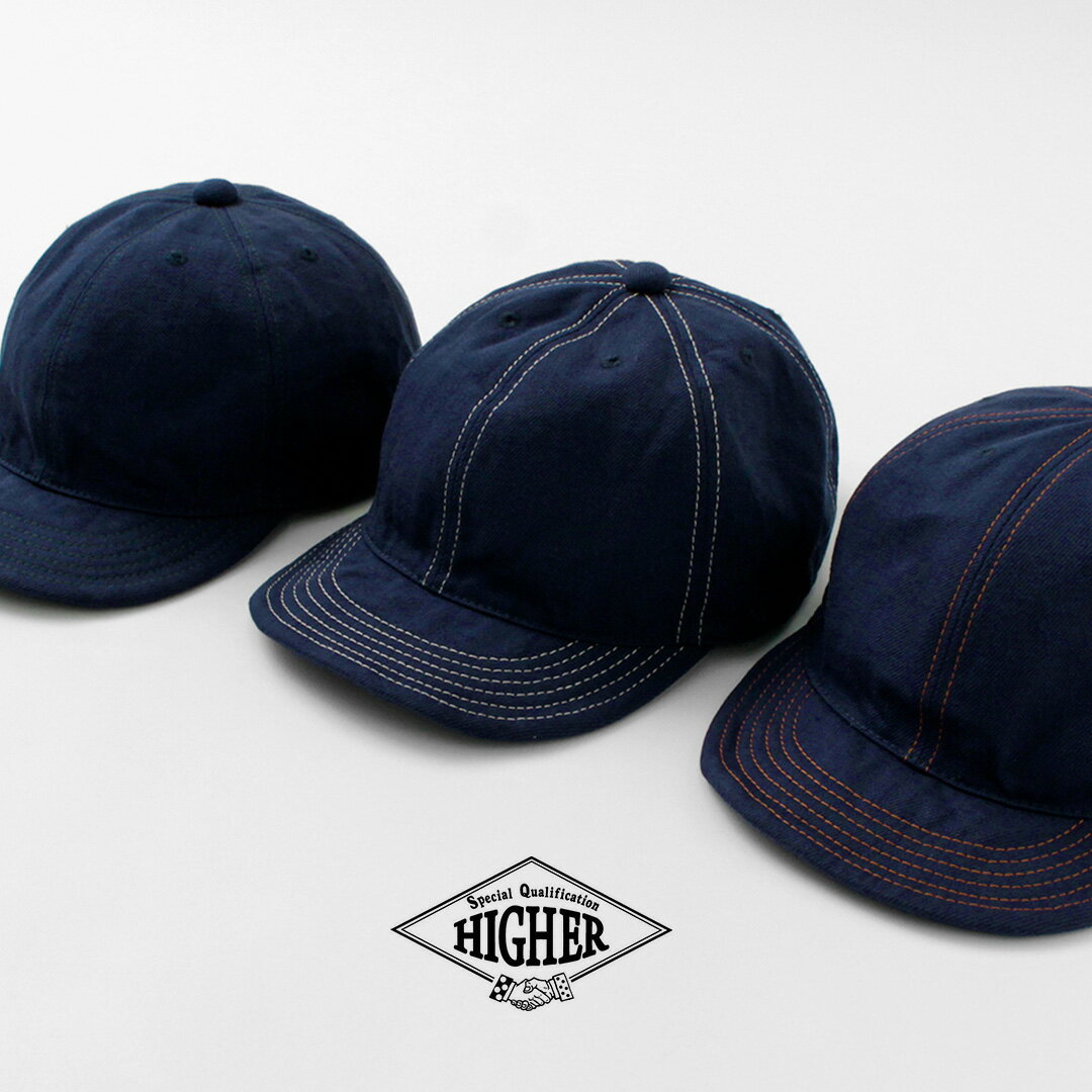 HIGHER（ハイアー） ブルーセルヴィッチデニム シンチバック キャップ / メンズ 帽子 綿 コットン 日本製 BLUE SELVEDGE　DENIM CINCH BUCKLE CAP