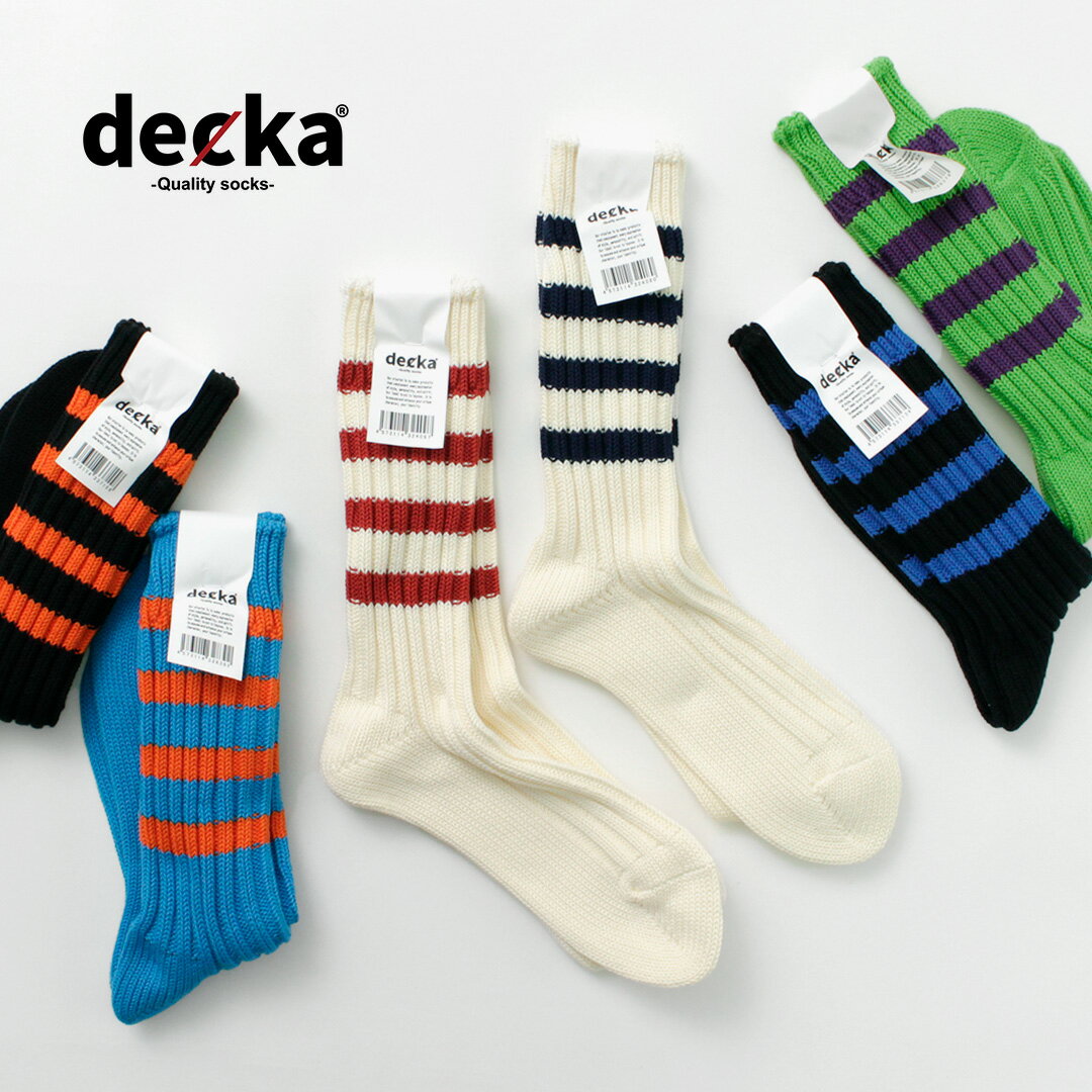 デカ 靴下 レディース DECKA QUALITY SOCKS（デカ） ヘビーウエイト ラインソックス / メンズ レディース ユニセックス 靴下 ボーダー 柄 日本製 Heavyweight Socks Stripes