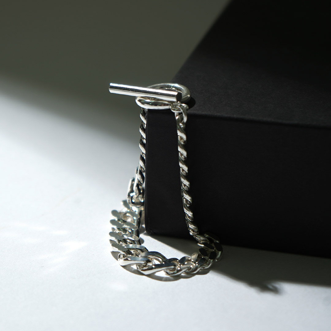 TMW（トラディショナルモダンワークス） スターリングシルバー ケーブルチェーンブレスレット 喜平チェーンMix / メンズ シルバー925 19cm 20cm Sterling Silver Curve Chain Bracelet Figaro Chain