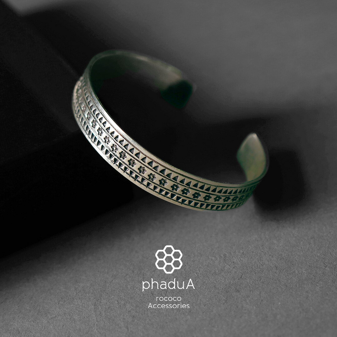 phaduA（パ・ドゥア） カレンシルバーバングル トライアングルフラワー / メンズ レディース ブレスレ..