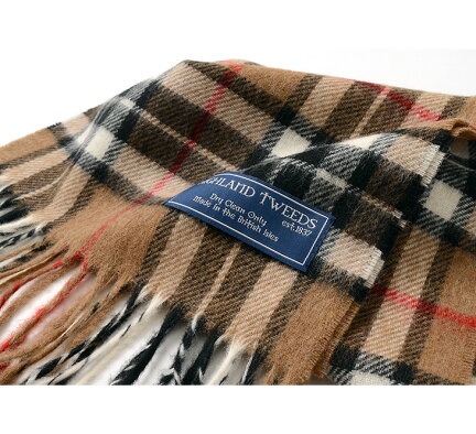 Highland Tweeds Tartan Scarf: Camel Thompson Highland Tweeds Tartan Scarf: Camel Thompson