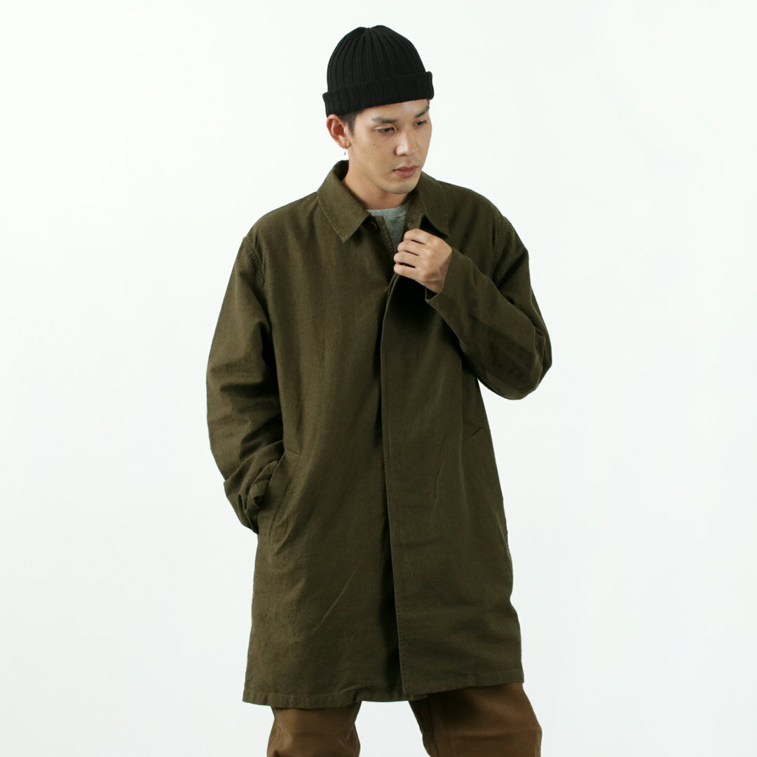 【30％OFF】FOB FACTORY（FOBファクトリー） F2430 フレンチ バスク コート リネン コットン ライトアウター ステンカラーコート ミリタリー メンズ 日本製 FRENCH BASK COAT【セール】
