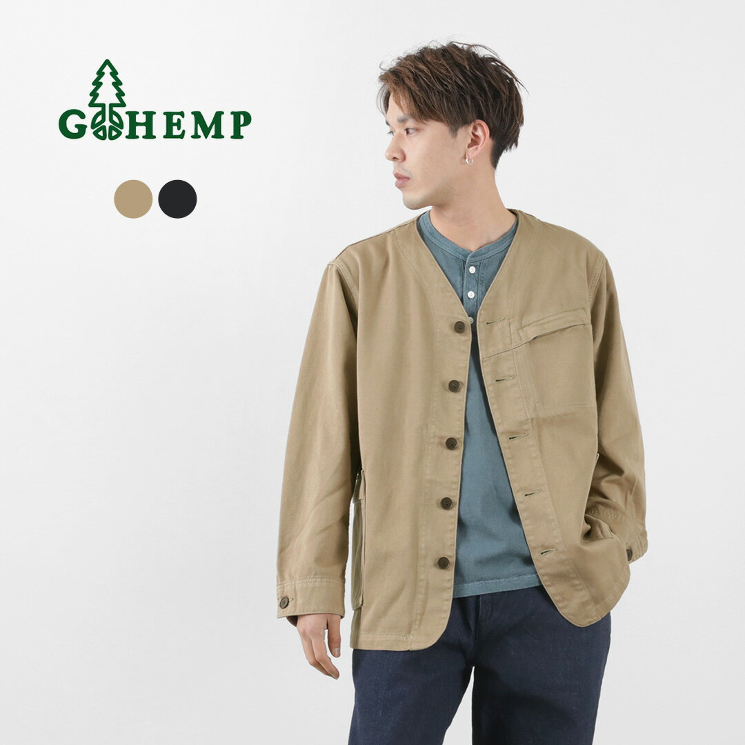 GOHEMP（ゴーヘンプ） グリーン ロッジ ジャケット ヘンプコットン リサイクルポリエステルクロス / メンズ 吸湿 吸水 速乾 ノーカラー カーディガン ライトアウター 綿 GREEN LODGE JACKET H/CRe-Pet CLOTH / es2