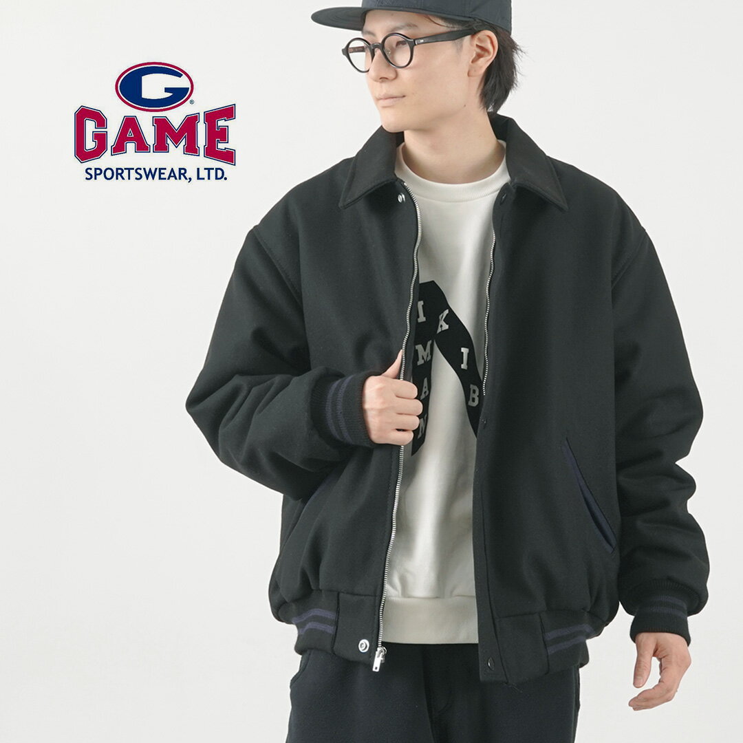 GAME SPORTSWEAR（ゲームスポーツウェア） バーシティジャケット / メンズ 長袖 中綿 ウール アウター THE VERSITY JACKET WITH FULL LENGTH ZIPPER WIND FLAP