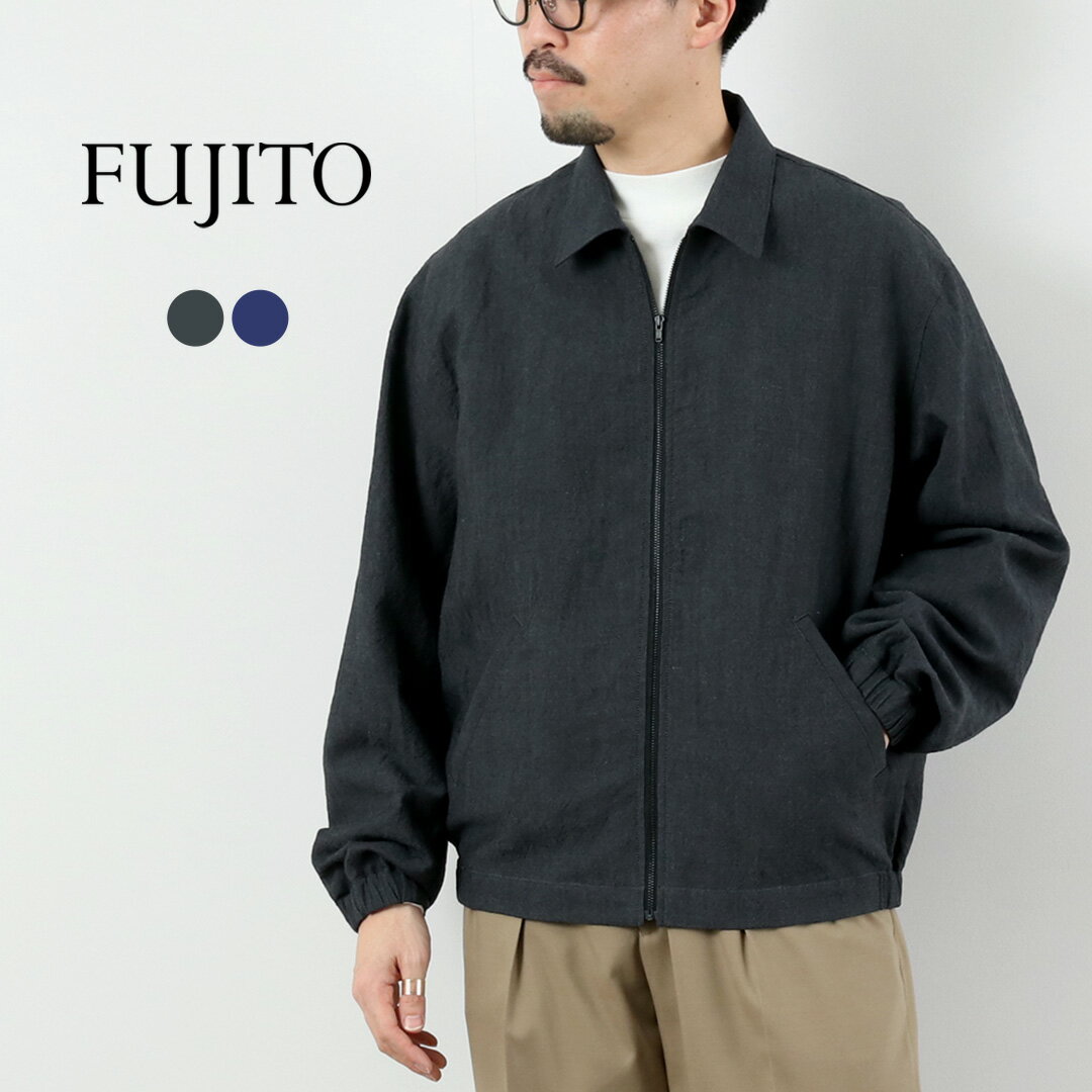 樂天商城 - 【10％OFFクーポン対象】FUJITO（フジト） リネン/ウール トロピカル ジップブルゾン / メンズ 日本製 アウター Zip Up Blouson