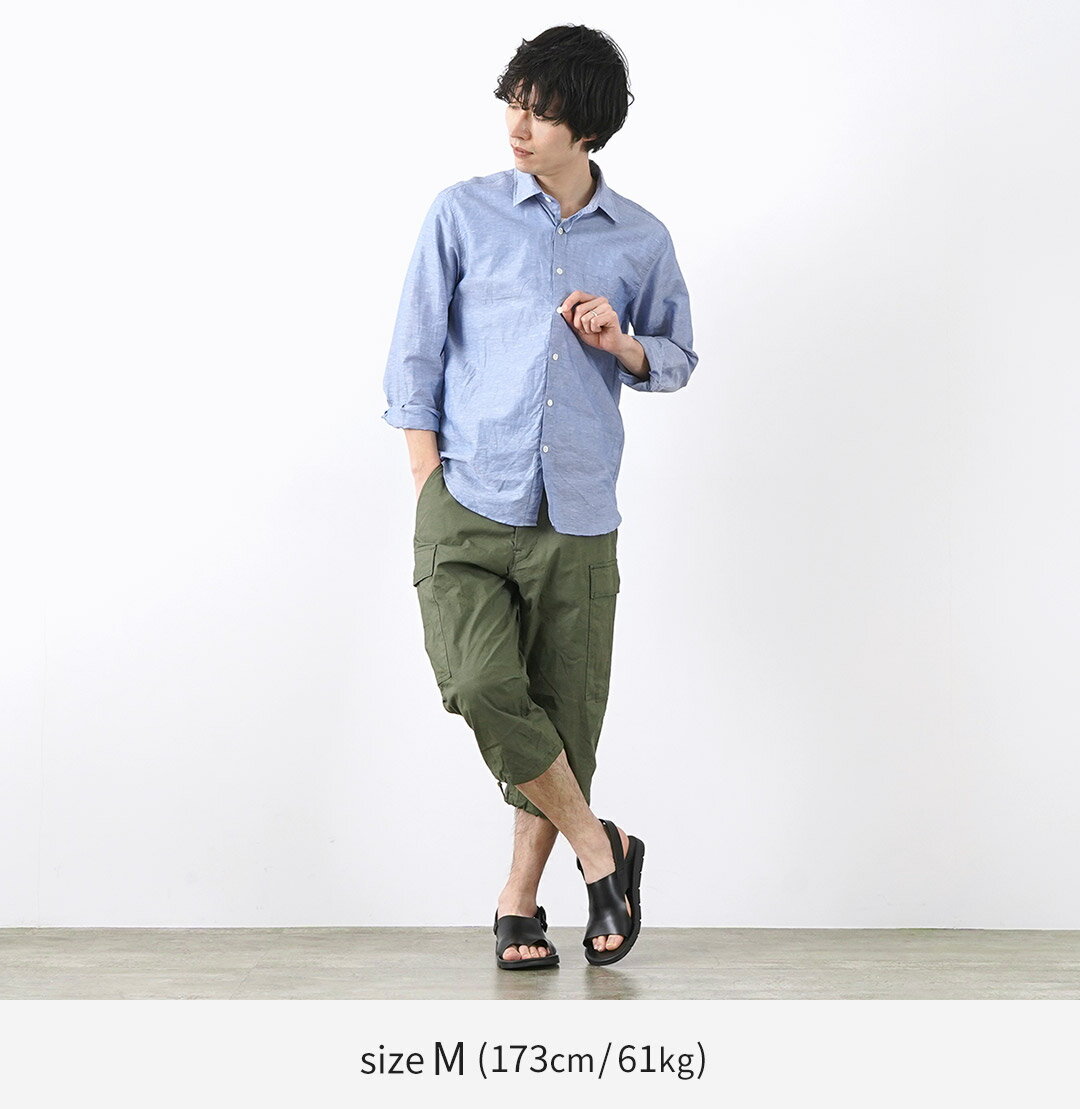 SAGE DE CRET（サージュデクレ） 別注 クロップド カーゴパンツ / リップストップ ストレッチ / メンズ / ショートパンツ / テーパード / 伸縮性 丈夫 / 日本製 / ROC-2