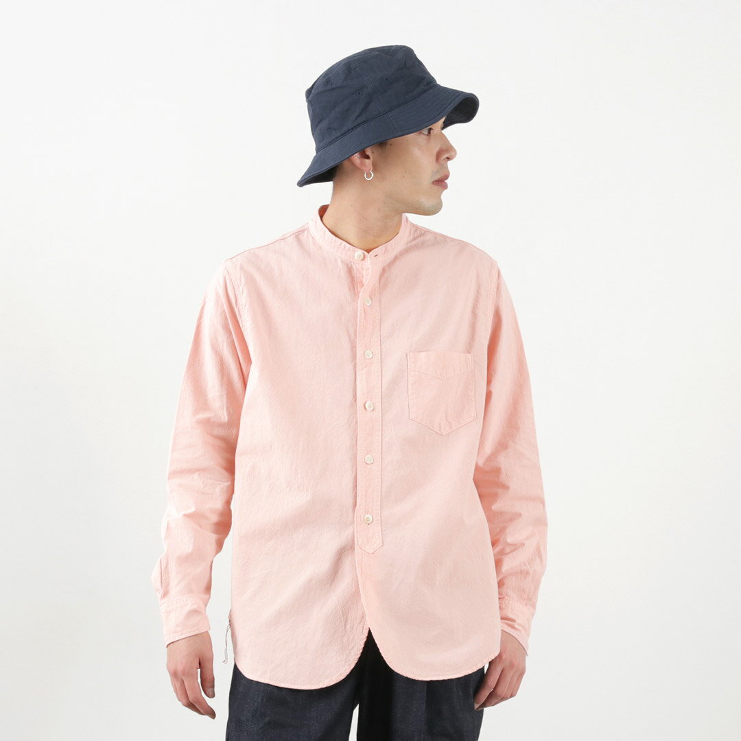 【30％OFF】FOB FACTORY（FOBファクトリー） F3464 ダイ バンドカラー シャツ / メンズ トップス 長袖 無地 綿 オックスフォード【セール】