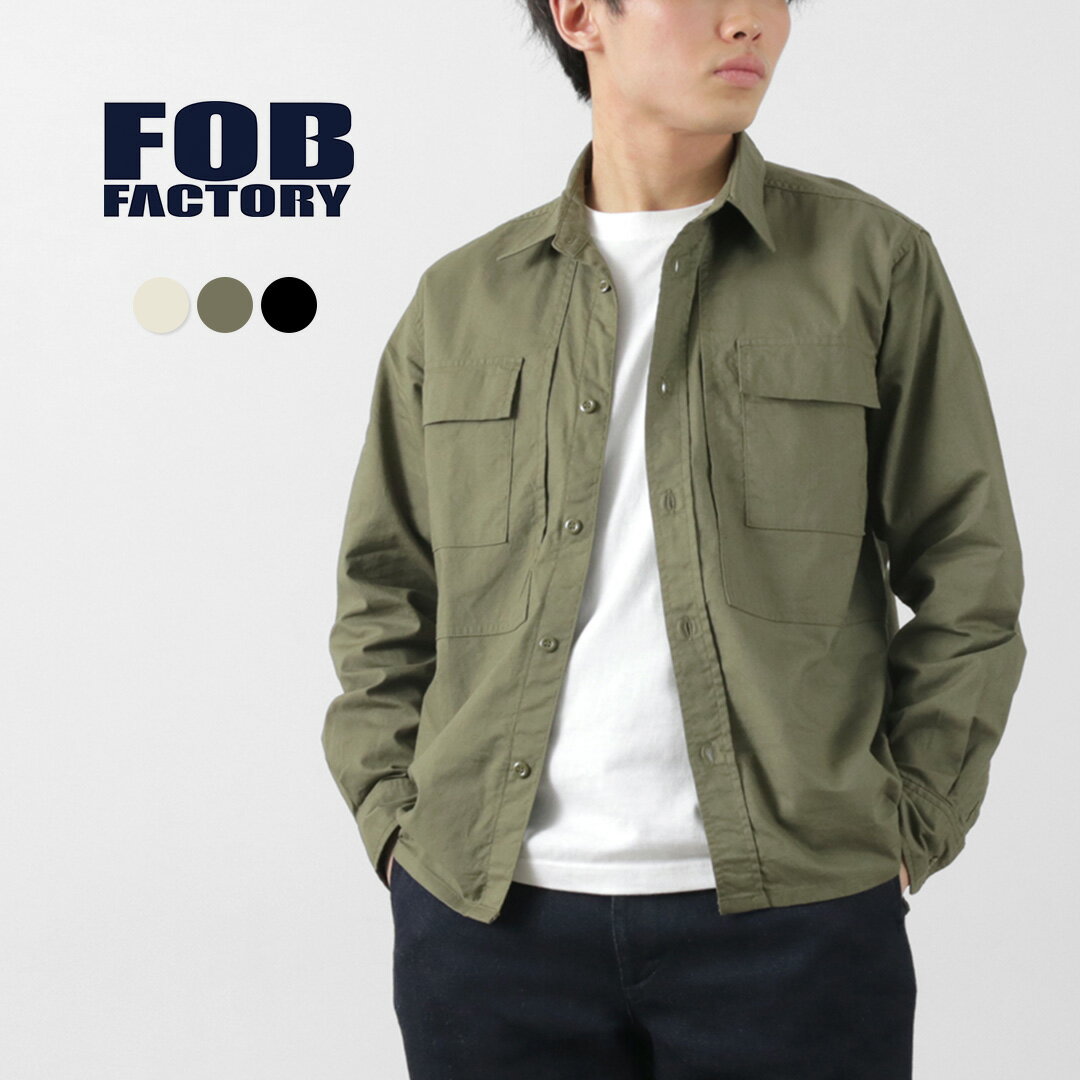 楽天ROCOCO attractive clothingFOB FACTORY（FOBファクトリー） F3498 長袖フィールドシャツ / メンズ ミリタリーシャツ コットン 綿 日本製 FIELD SHIRT