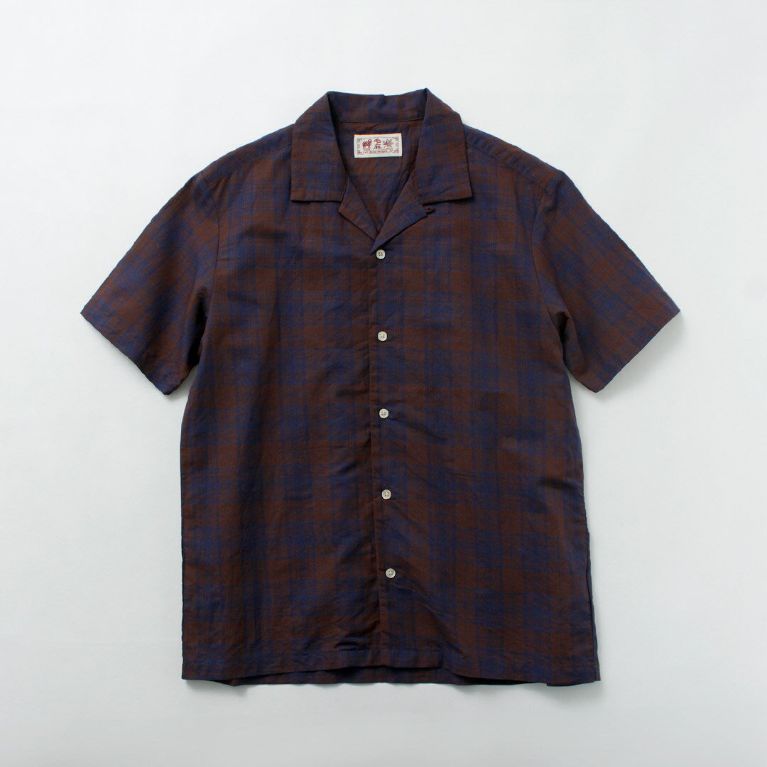 【10％OFFクーポン対象】KEMA DESIGNS（ケマデザインズ） オープンカラー ショートスリーブシャツ / メンズ カットソー 半袖 天然素材 麻 コットン 日本製 Open Collar S/S Shirt
