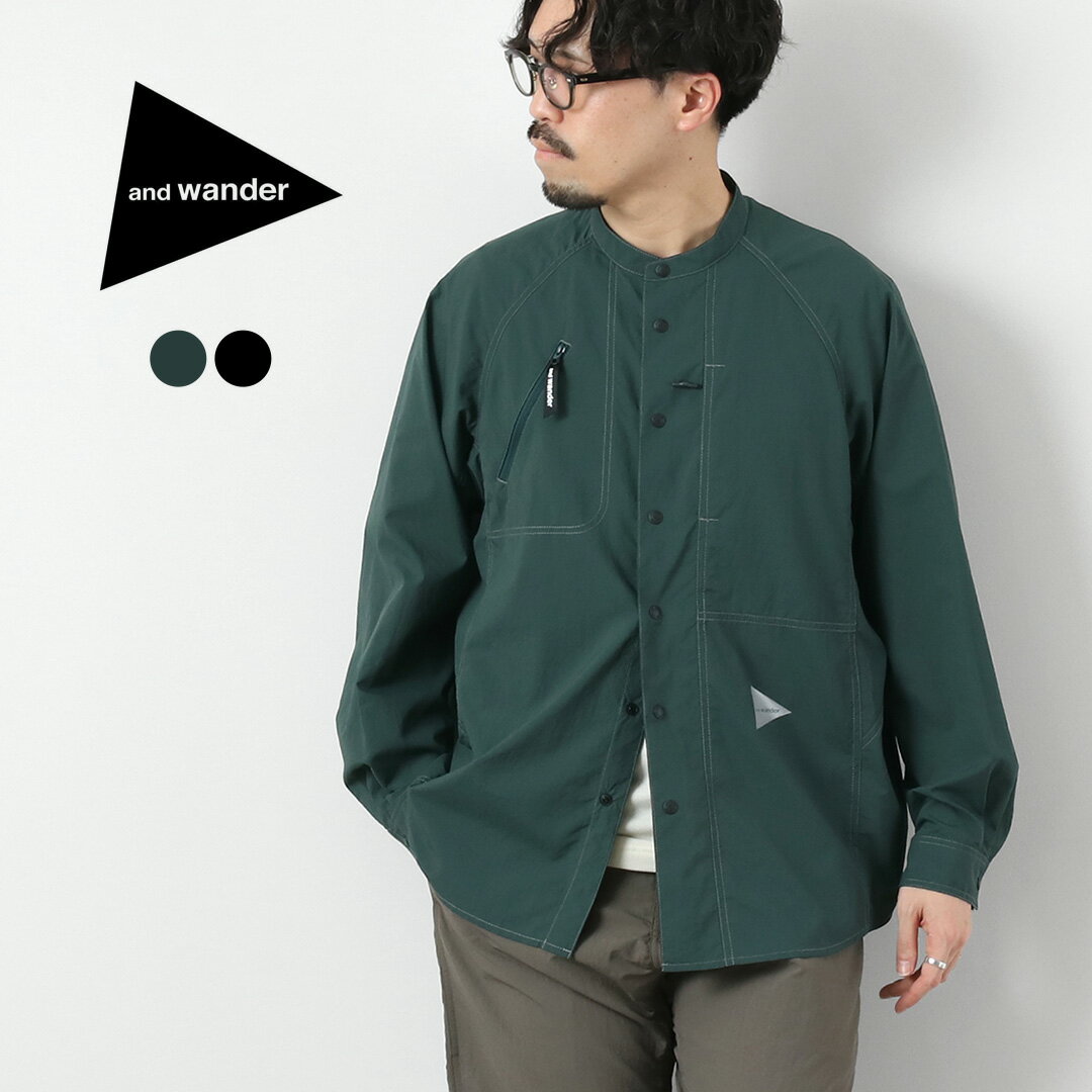 樂天商城 - AND WANDER（アンドワンダー） ストレッチ リップ バンドカラーシャツ アウトドア / メンズ 撥水 UVカット 防臭
