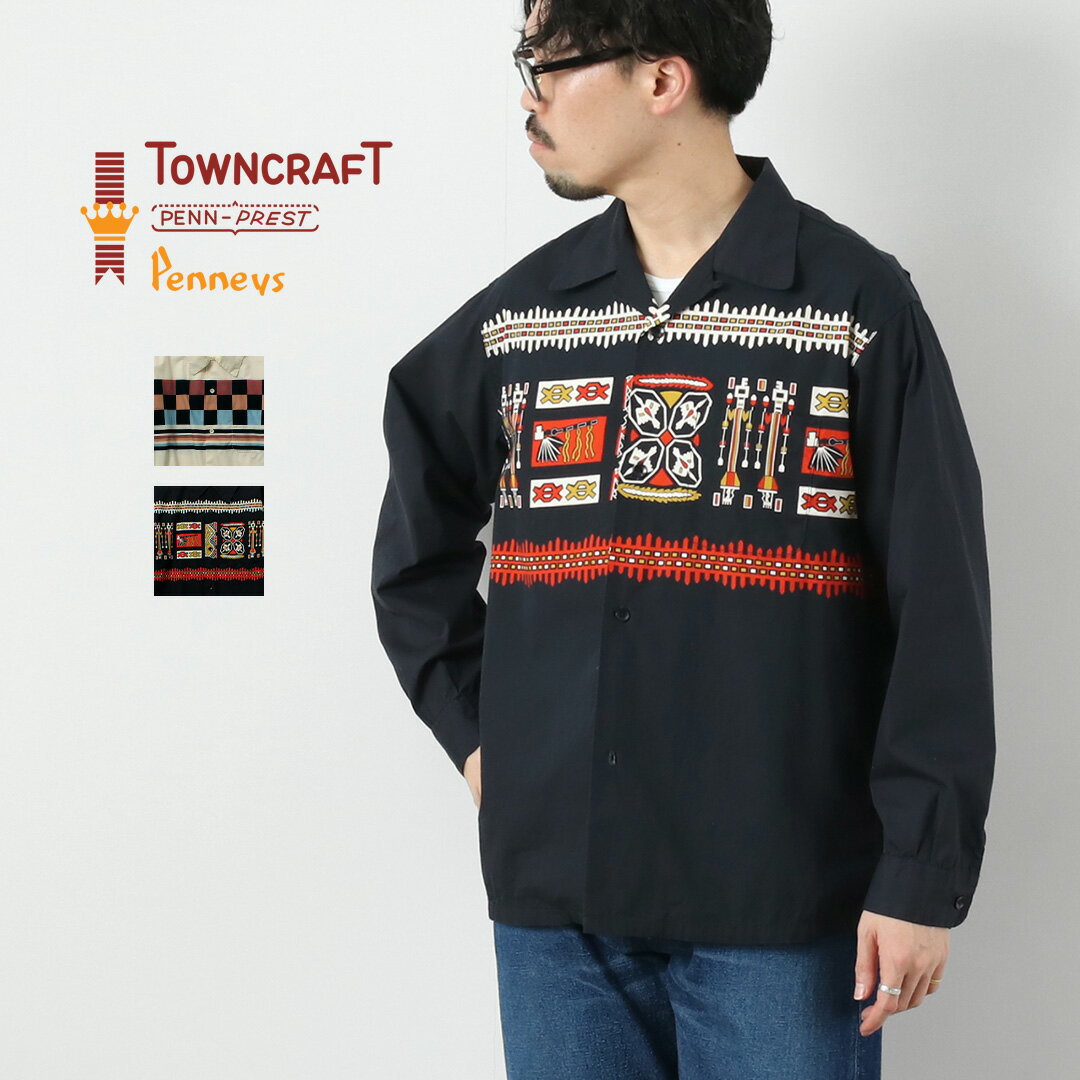 樂天商城 - TOWNCRAFT（タウンクラフト） プリント ロングスリーブ ループカラーシャツ / メンズ 長袖