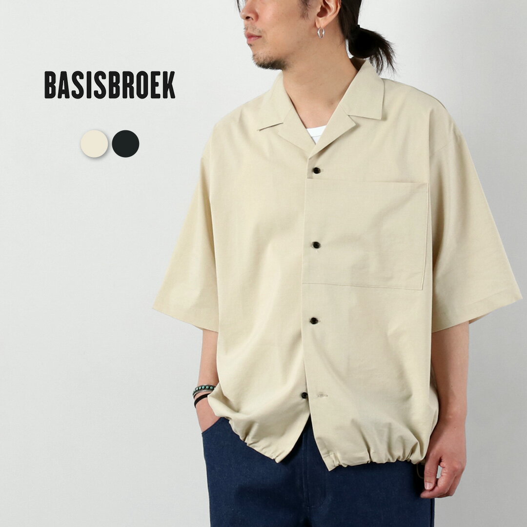 樂天商城 - 【10％OFFクーポン対象】BASISBROEK（バージスブルック） ディーン リネン混ストレッチ オープンカラーシャツ 日本製 / メンズ 半袖シャツ