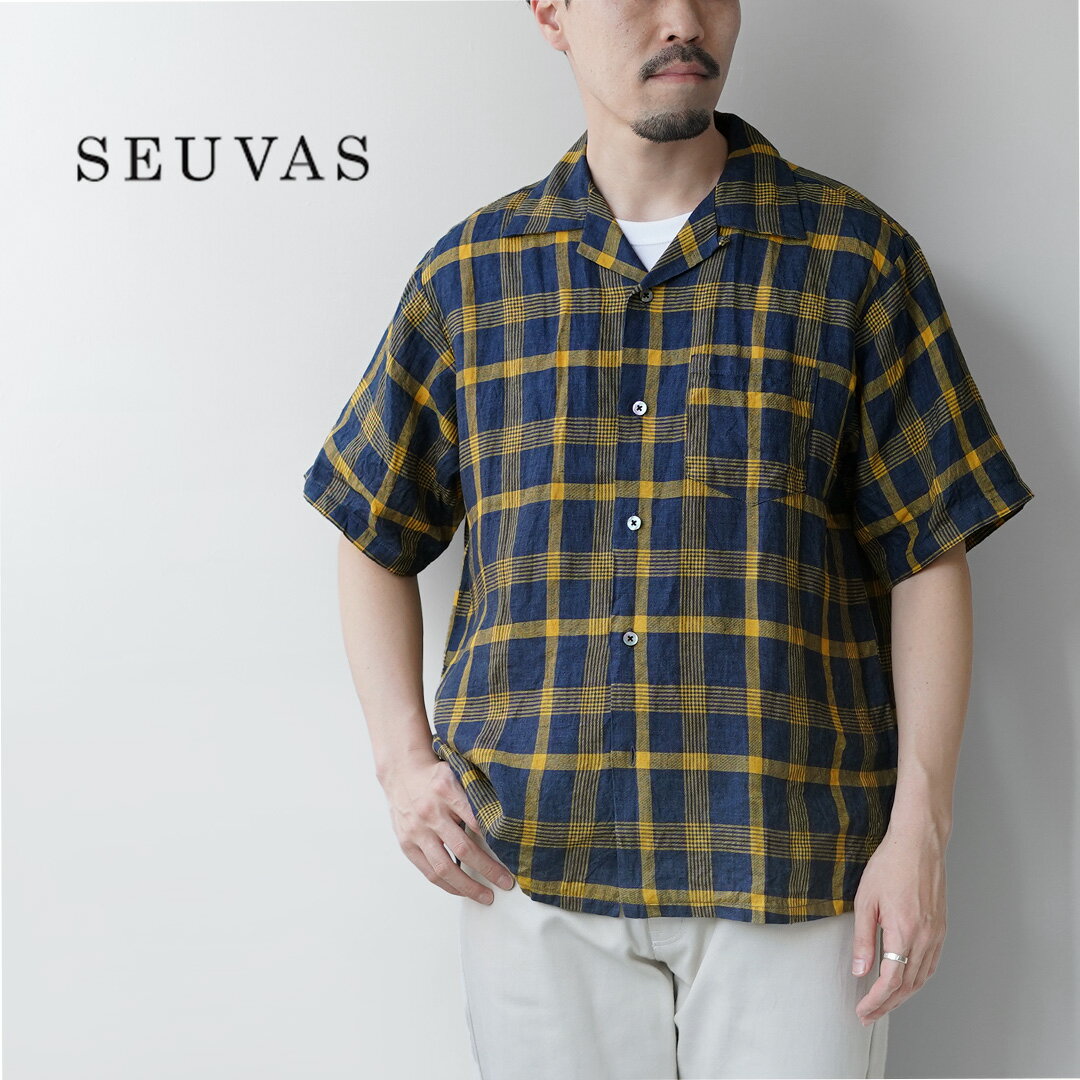 Rakuten - SEUVAS（ソウバス） リネン オープンカラーシャツ 日本製 / メンズ 半袖 チェック