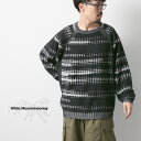 【10%OFFクーポン対象】WHITE MOUNTAINEERING(ホワイトマウンテニアリング) ドットストライプ ラグランスリーブ ニットプルオーバー / セーター 長袖 柄 クルーネック DOT STRIPE RAGLAN SLEEVE KNIT PULLOVER