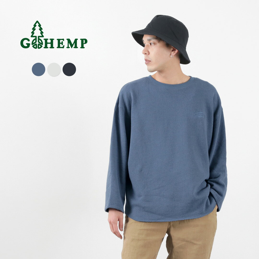 GOHEMP（ゴーヘンプ） ルーズラウンド 7分袖 ライトオンススウェットTシャツ 2023年モデル / メンズ ヘンプコットン 吸湿 速乾 ロンT LOOSE ROUND 3/4SL TEE LT oz SWEAT