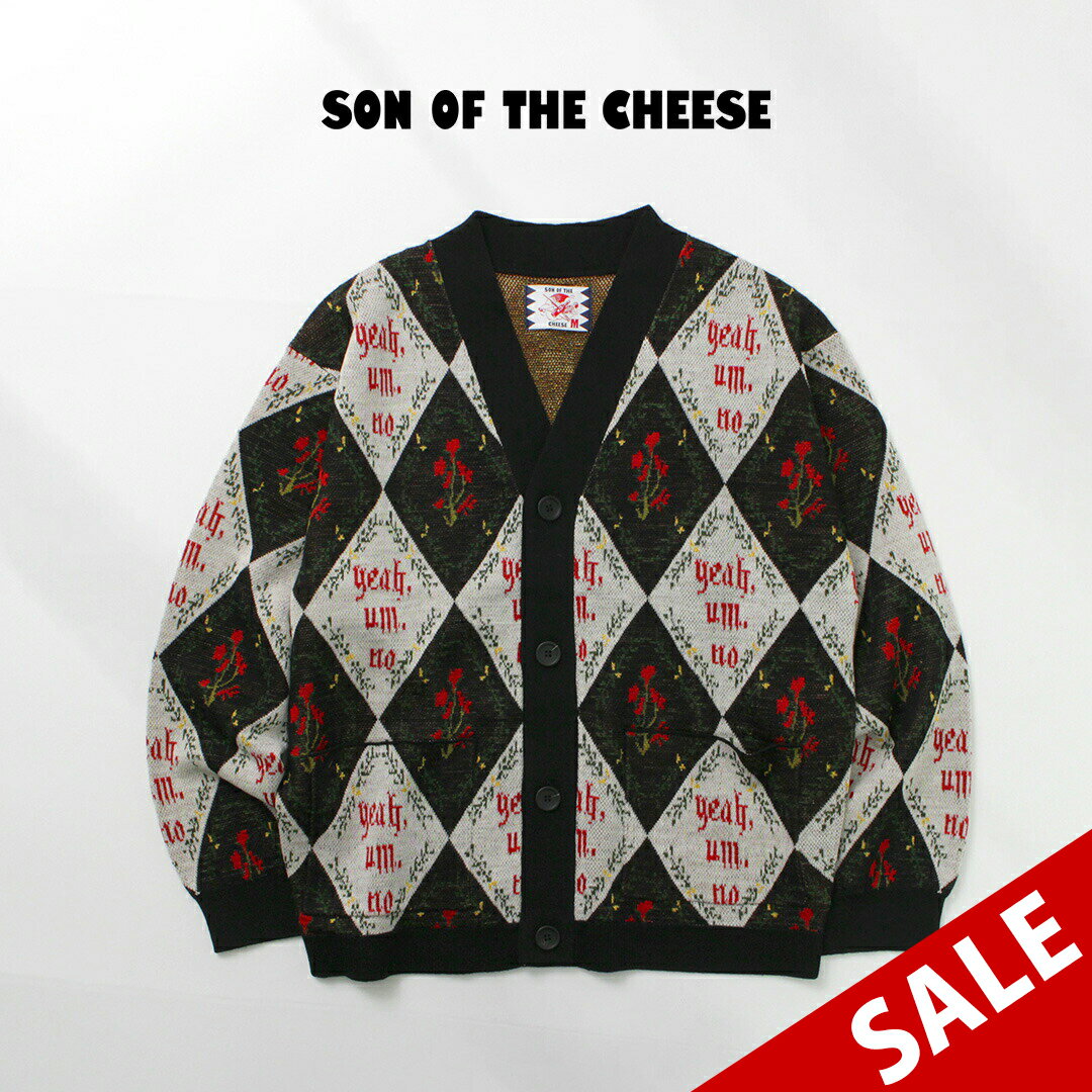 【30%OFF】SON OF THE CHEESE(サノバチーズ) Yeah um no ニットカーディガン / トップス カーディガン ジャガード ウール メンズ Yeah um no Knit Cardigan【セール】