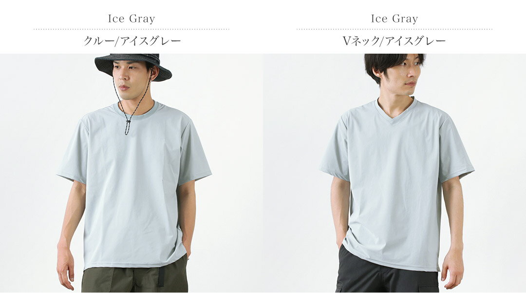 RAG（ラグ） クリーン アイス クルーネック TEE / メンズ Tシャツ / トップス / Vネック / 接触冷感 / UVカット 紫外線 / ストレッチ / アウトドア / ナイロン / 日本製 / ROCOCO / RCC-CS10-01