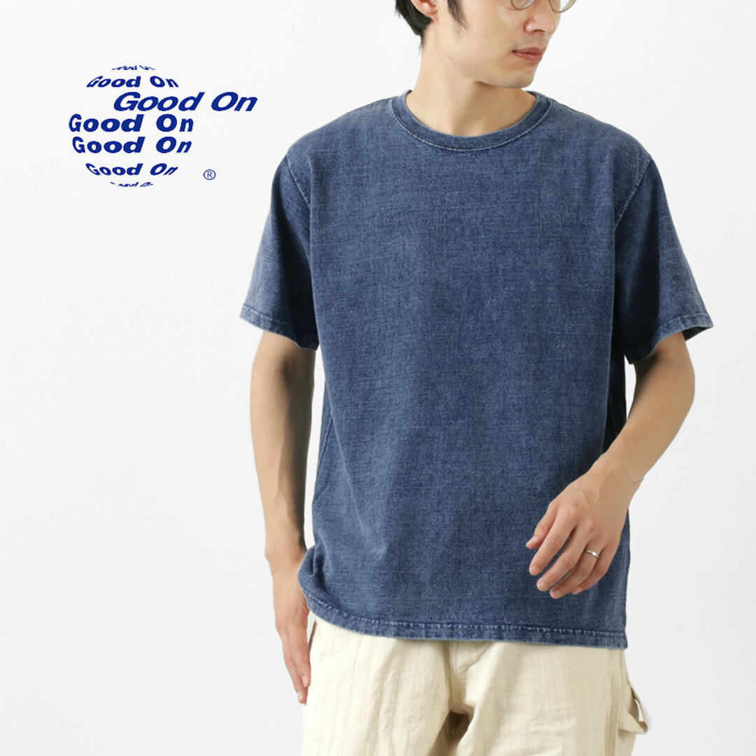 【10%OFFクーポン対象】GOOD ON(グッドオン) ショートスリーブ ヘビークルーネックTシャツ インディゴシェーブ 半袖 ピグメントダイ 綿 コットン メンズ 日本製 GOST2109 IS S/S HVY CREW TEE