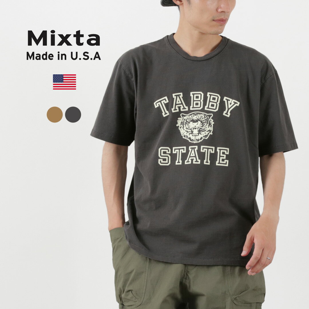 MIXTA（ミクスタ） タビー ステイト Tシャツ / メンズ レディース ユニセックス 半袖 プリント ロゴ 綿 コットン ヴィンテージ風 アメリカ製 TABBY STATE T-SHIRT / es1