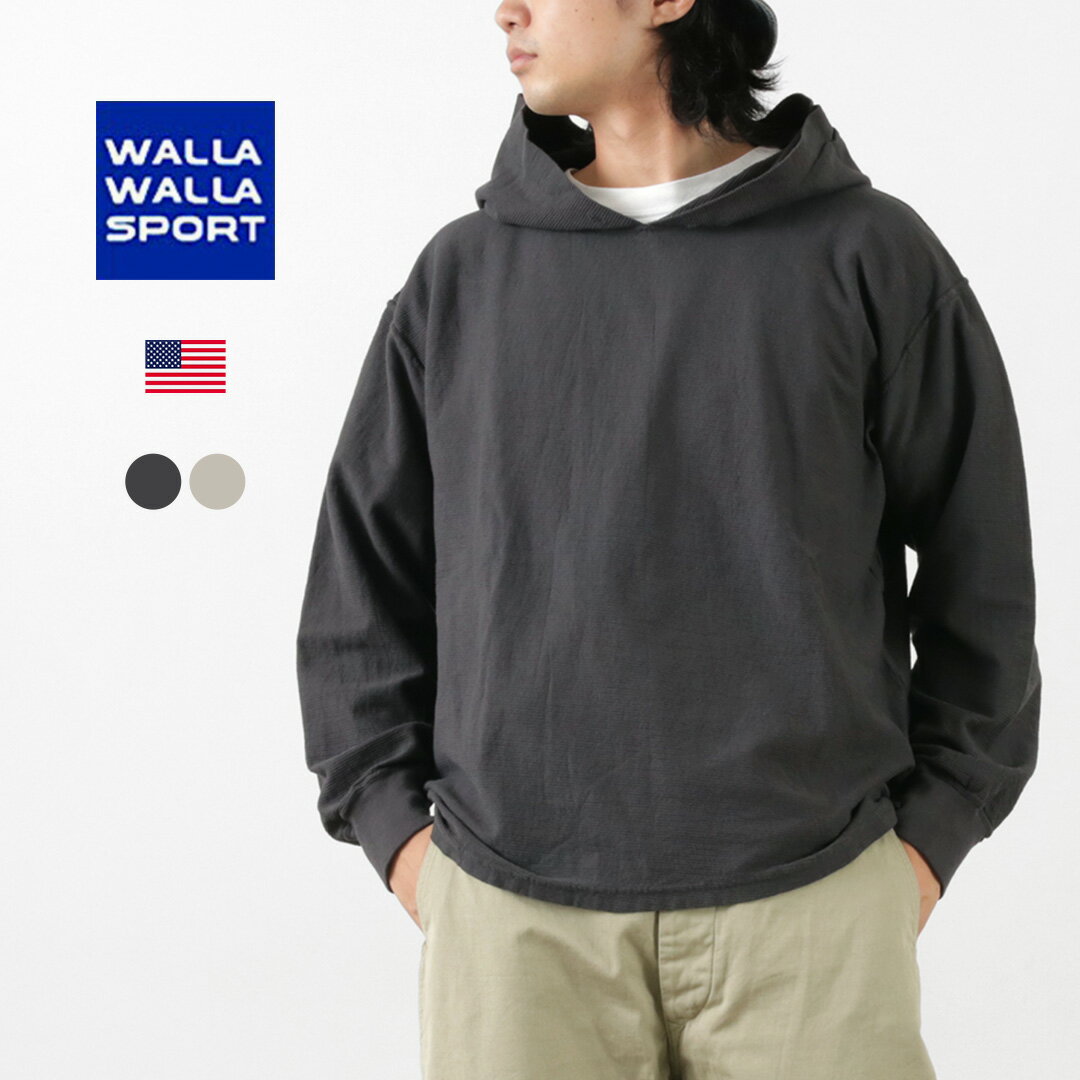 WALLA WALLA SPORT（ワラワラスポーツ） リッジ ビッグフード ロングスリーブTシャツ / メンズ カットソー 無地 綿 コットン ロンT イ..