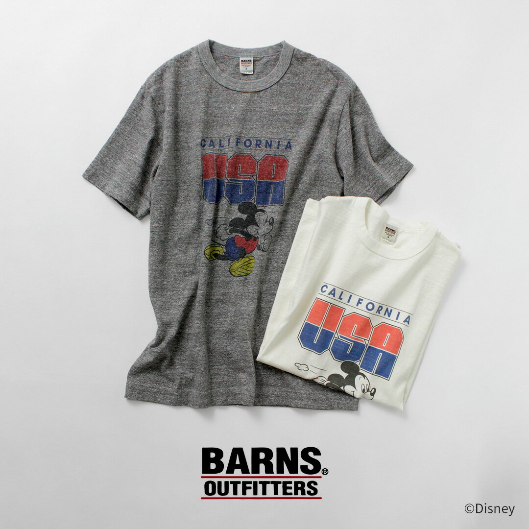 Rakuten - 【10％OFFクーポン対象】BARNS（バーンズ） 吊り編み ミッキー Tシャツ USA CALIFORNIA 日本製/ 半袖 プリント メンズ TSURI-AMI MICKEY TEE